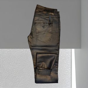 Jeans Donna Nero Spalmato Tasca Zip