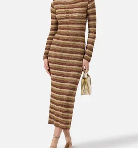 MC2 Saint Barth Donna Abito lungo Robyn in tessuto crochet a righe